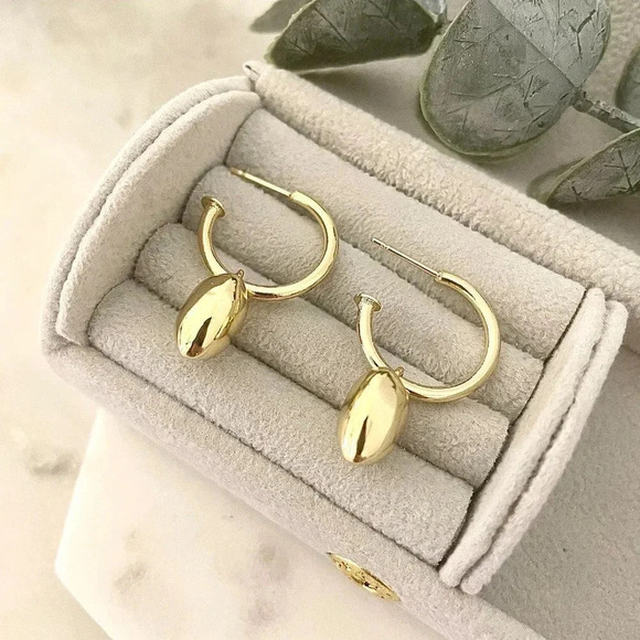 925 Sterling Silver Chunky Heart Hoop Earrings Dangle Heart Huggies - Picture 7 of 9